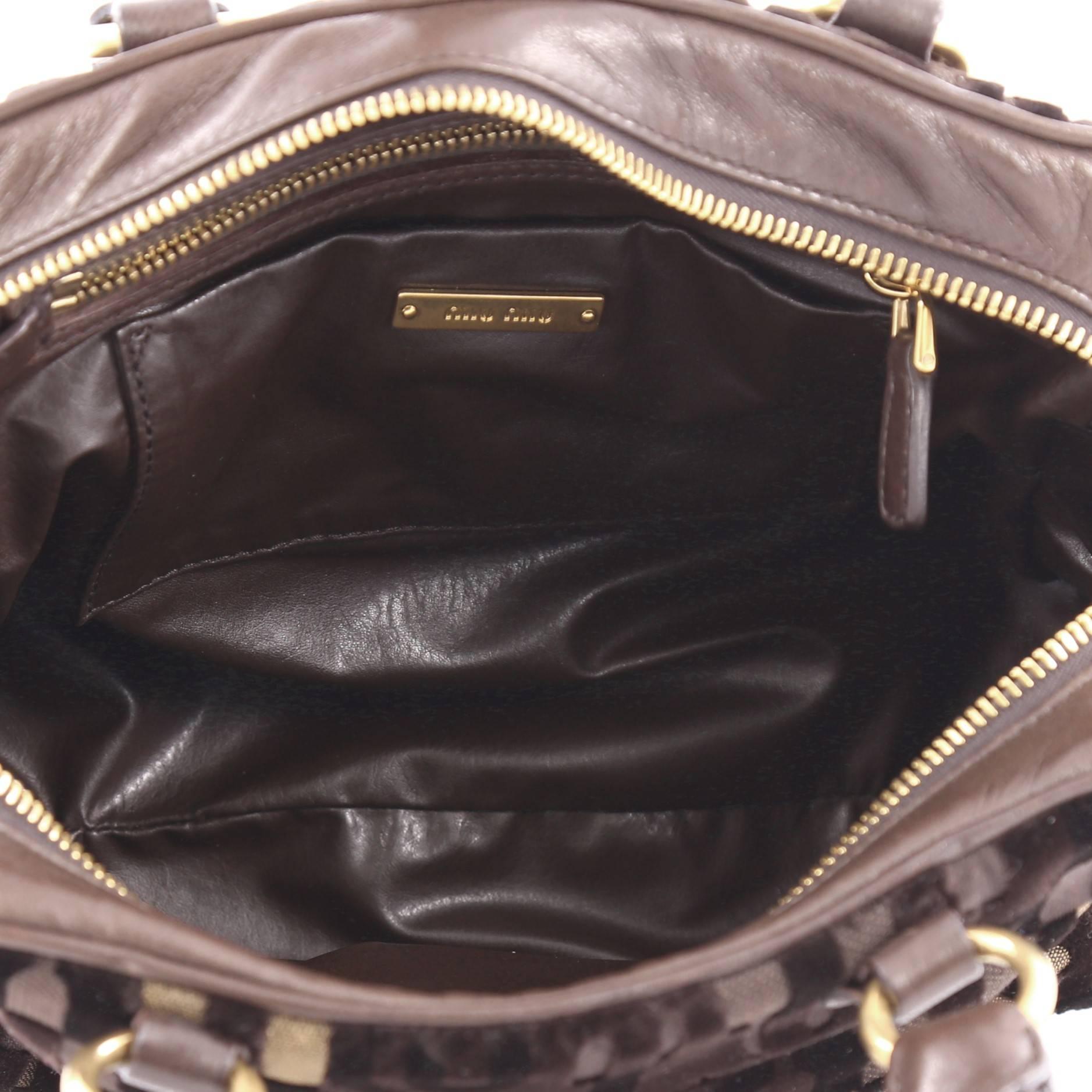 Miu Miu Coffer Convertible Satchel Jacquard Velvet with Leather Small 1