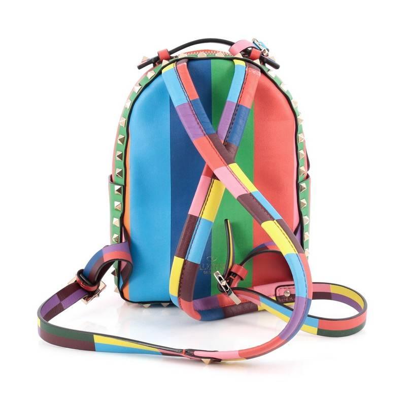 Valentino 1973 Rockstud Backpack Striped Leather Mini In Good Condition In NY, NY