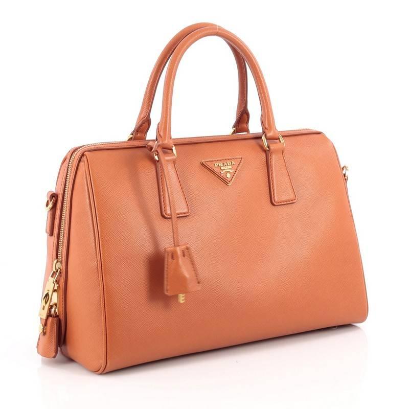Orange Prada Convertible Bowler Bag Saffiano Leather Medium