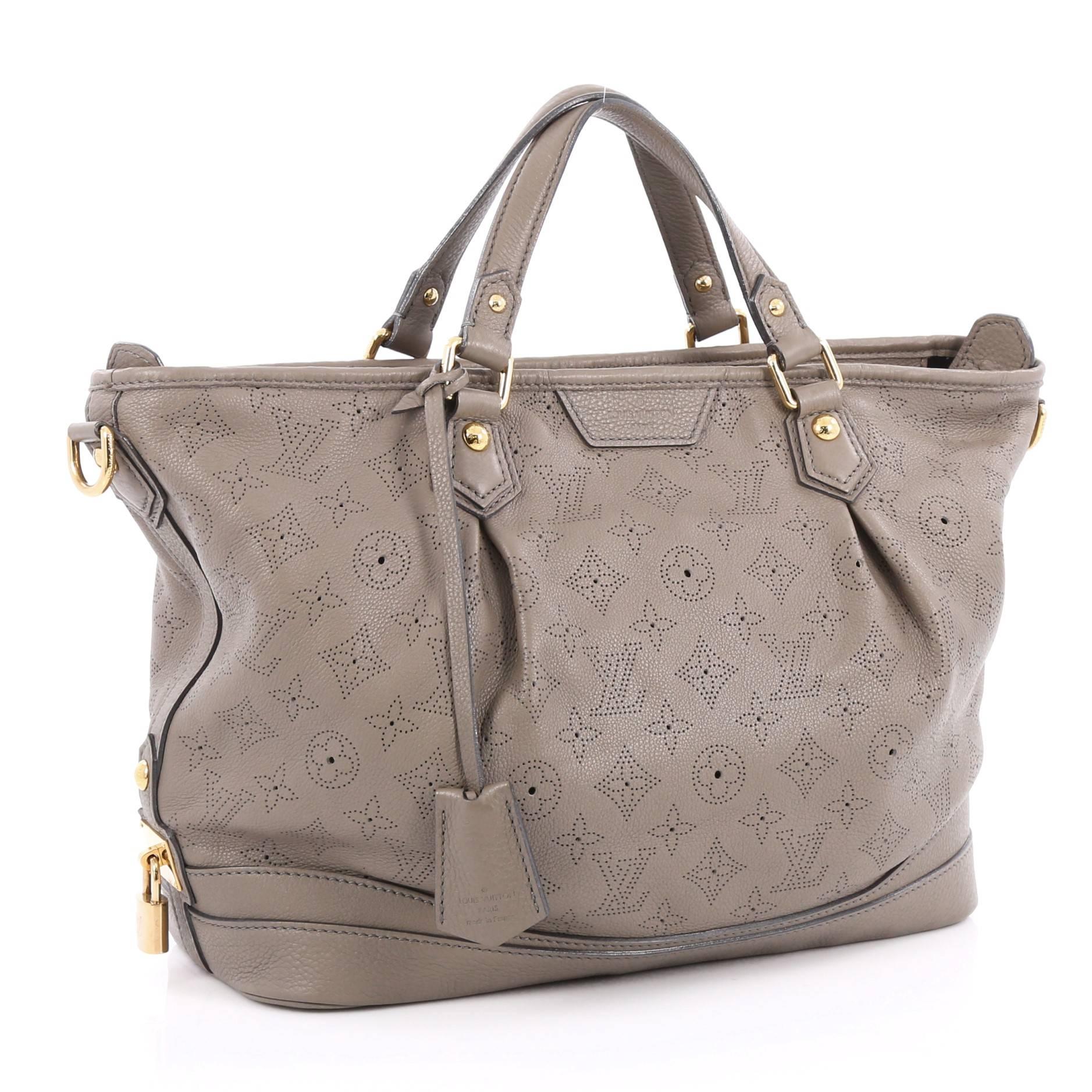 Gray Louis Vuitton Stellar Handbag Mahina Leather PM