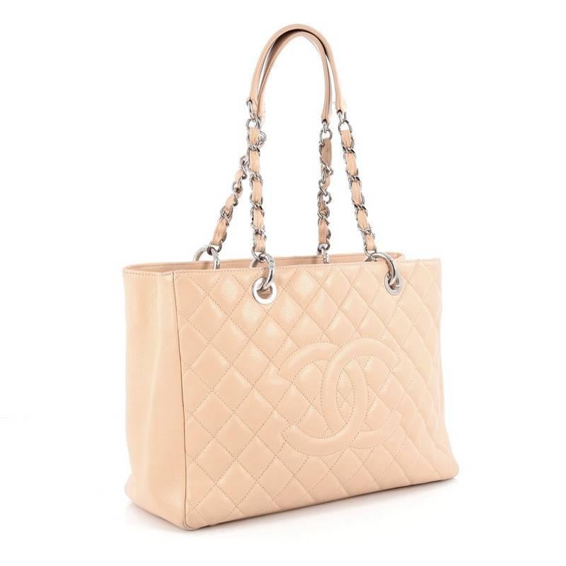 Orange Chanel Grand Shopping Tote Quilted Caviar