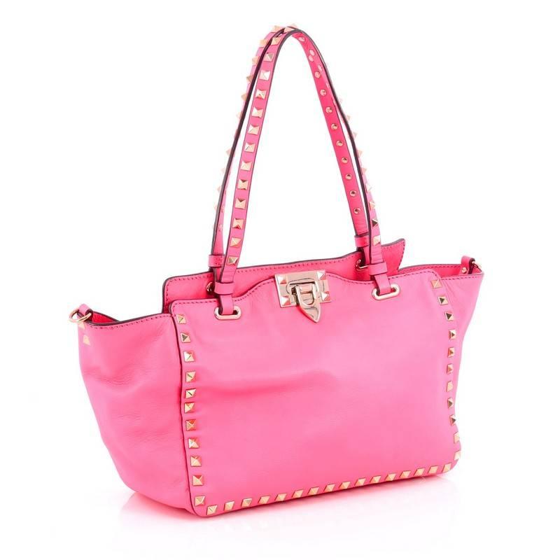 Pink Valentino Rockstud Tote Soft Leather Small