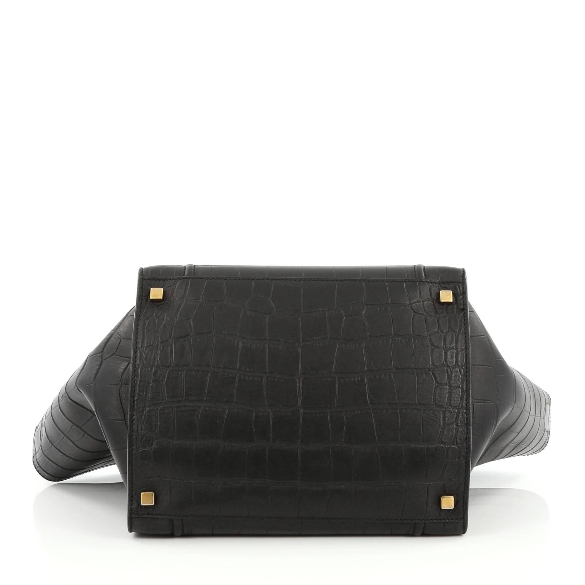 Celine Phantom Handbag Crocodile Embossed Leather Medium In Good Condition In NY, NY