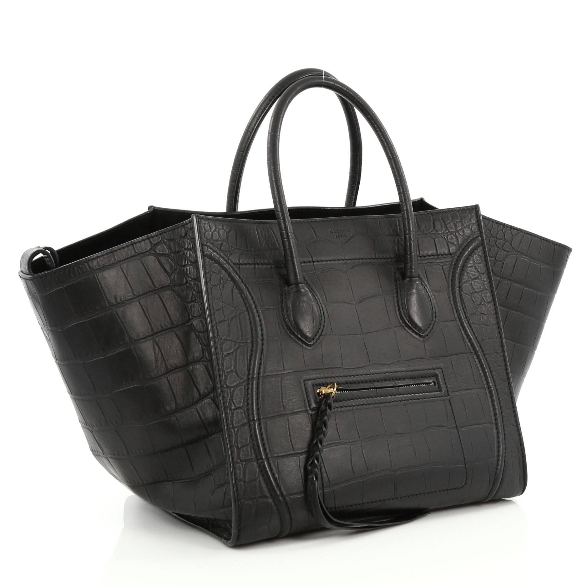 Women's or Men's Celine Phantom Handbag Crocodile Embossed Leather Medium