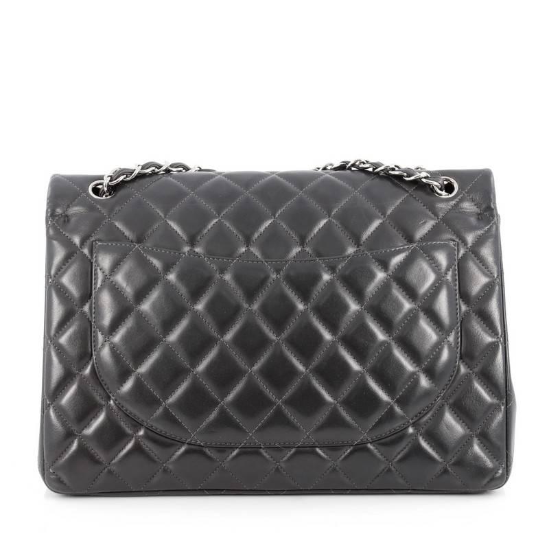 Chanel Classic Double Flap Bag Quilted Lambskin Maxi In Good Condition In NY, NY