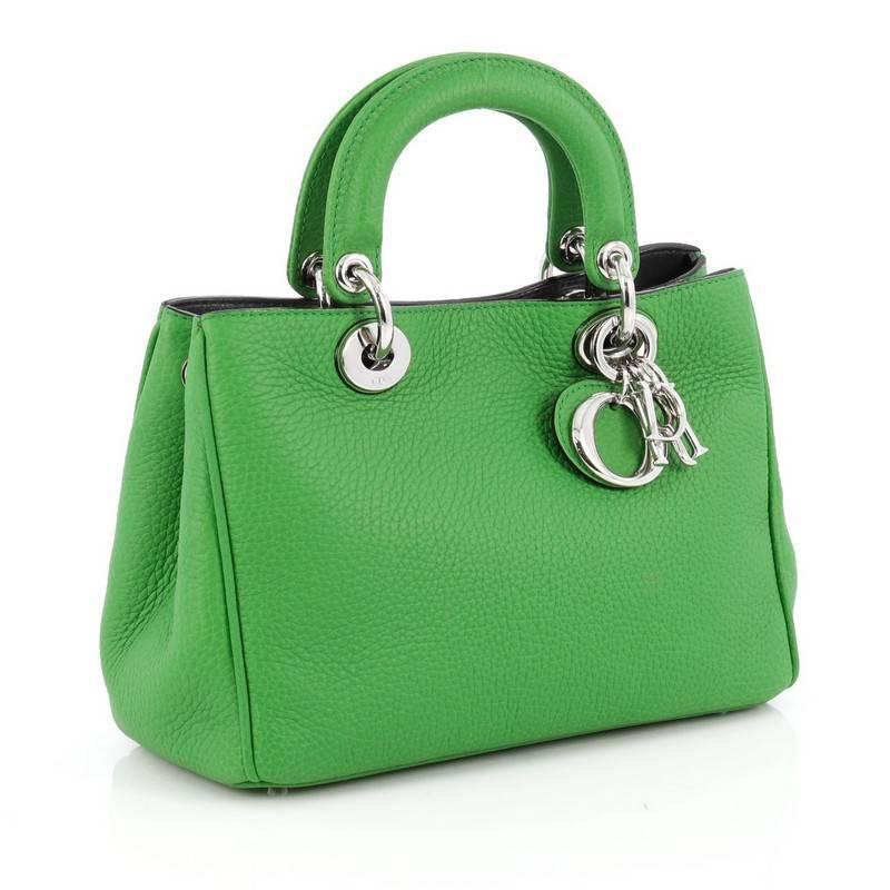 Green Christian Dior Diorissimo Tote Pebbled Leather Mini