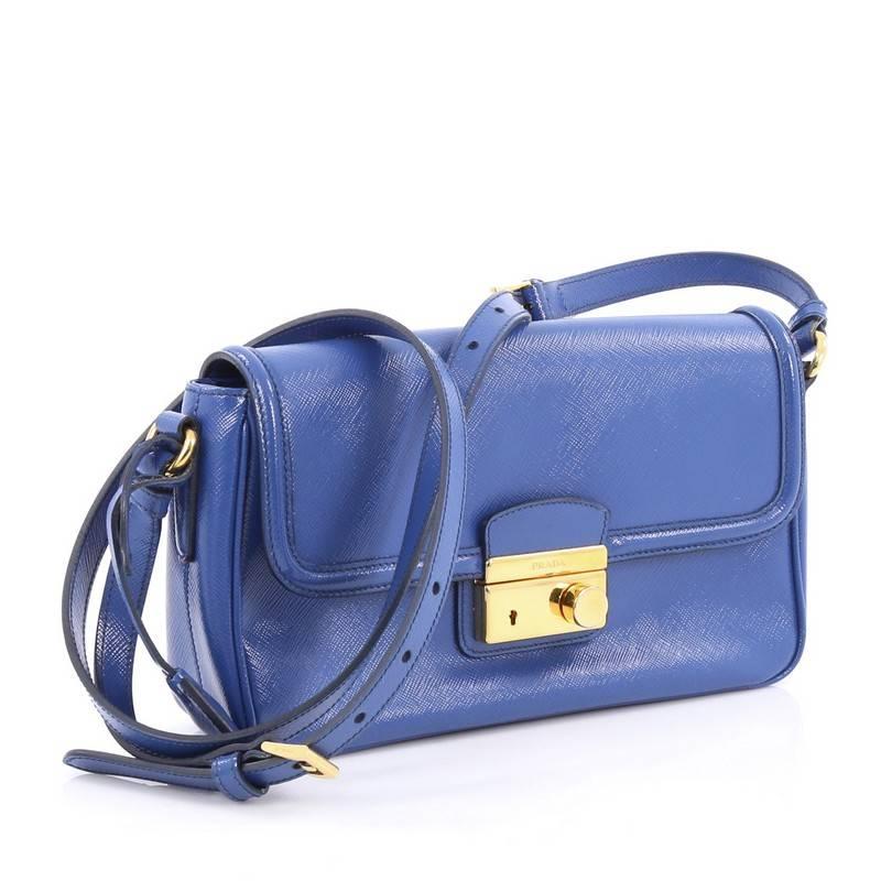 Purple Prada Sound Shoulder Bag Vernice Saffiano Leather Small