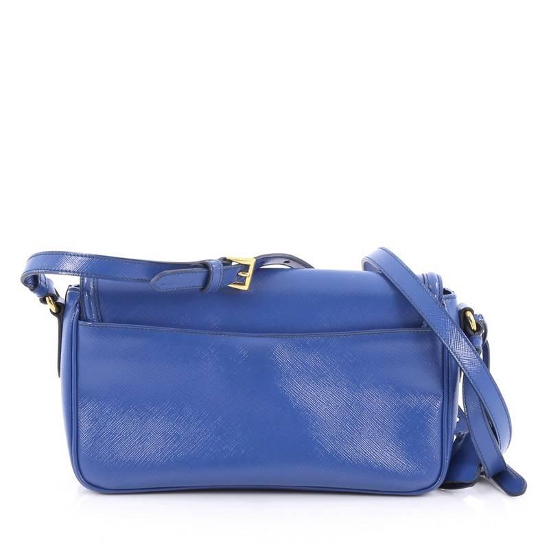 Prada Sound Shoulder Bag Vernice Saffiano Leather Small In Good Condition In NY, NY