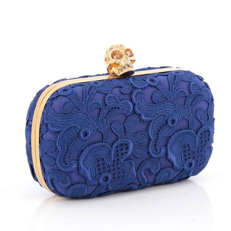 Alexander McQueen Skull Box Clutch Floral Lace Small at 1stDibs