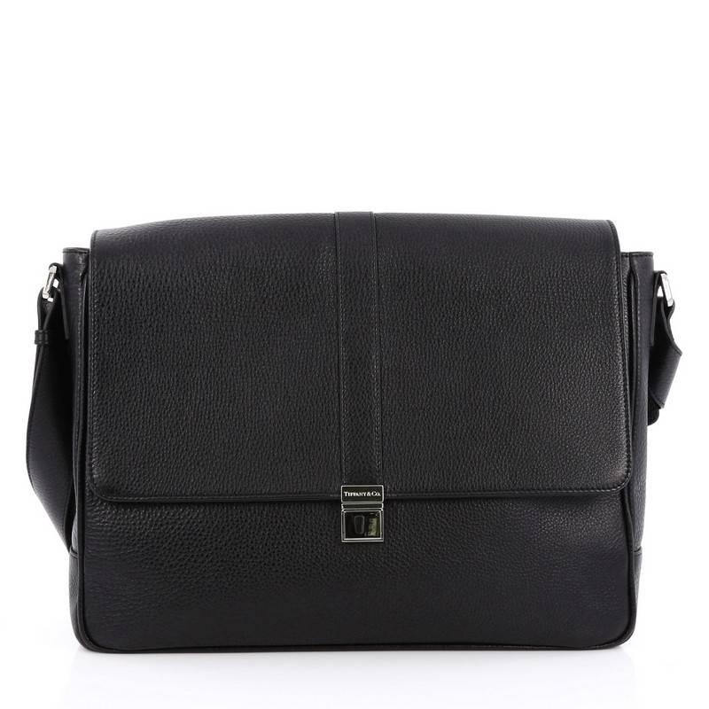 Black Tiffany & Co. Easton Messenger Bag Leather