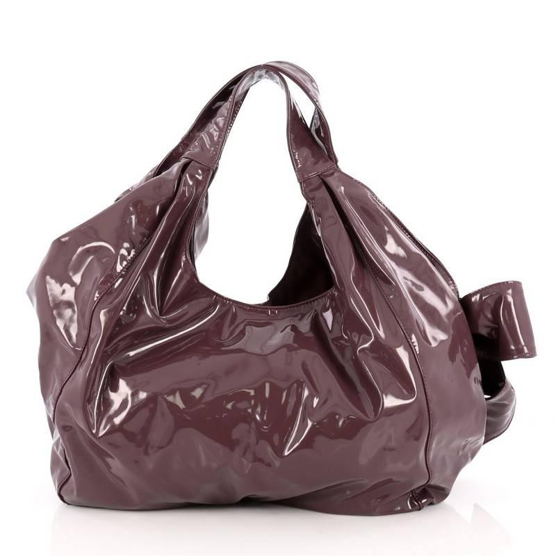 Valentino Nuage Bow Hobo Patent Large In Good Condition In NY, NY