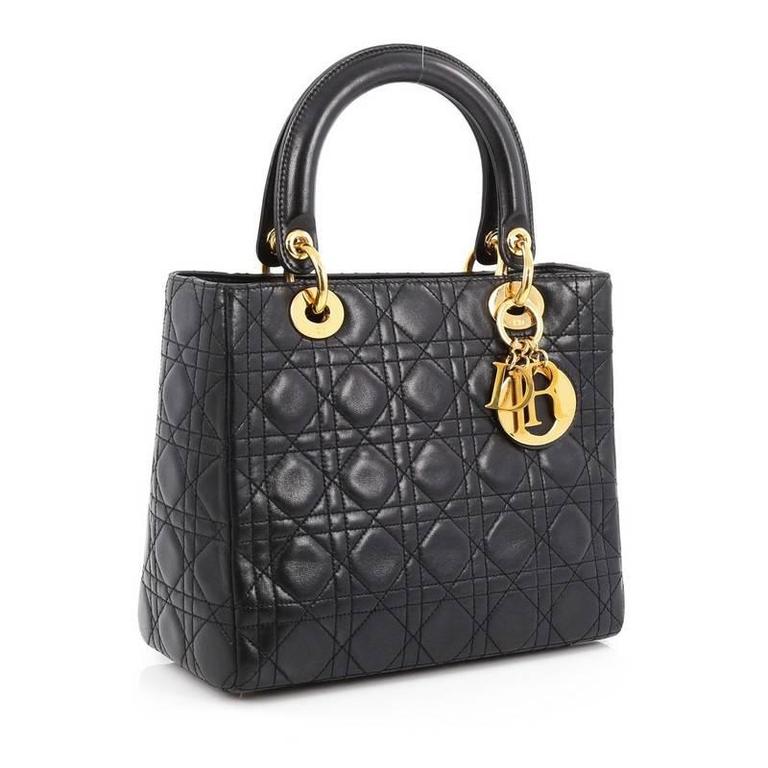 Christian Dior Lady Dior Handbag Cannage Quilt Lambskin Medium at 1stDibs | christian  dior made in spain