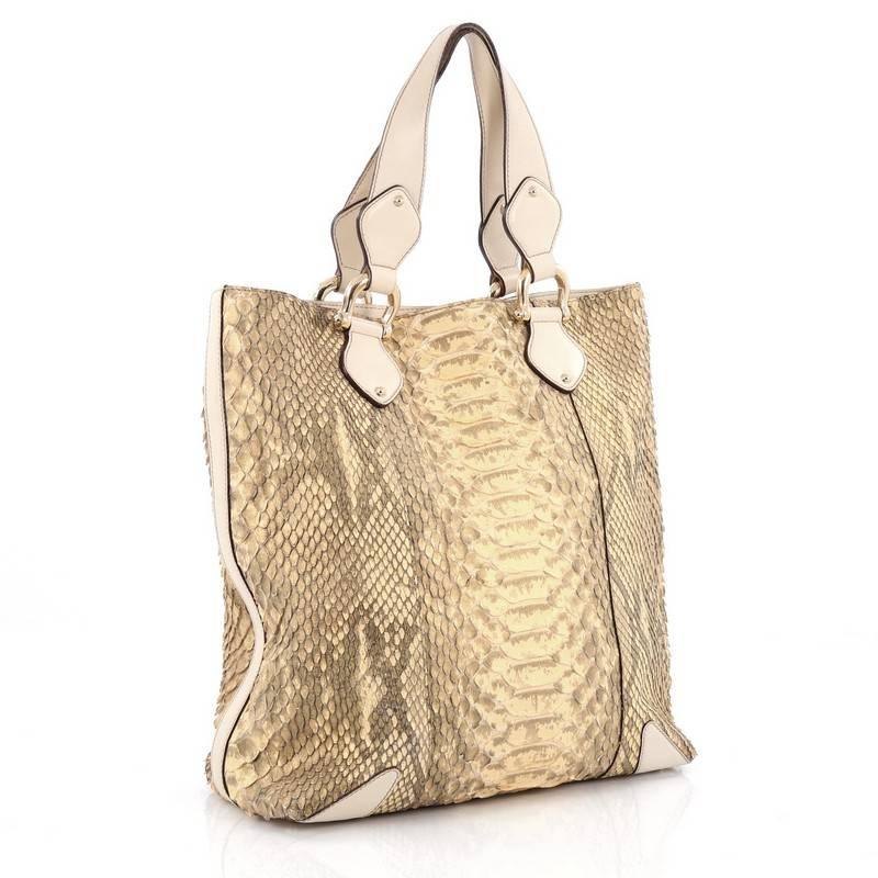 Beige Gucci Creole Tote Python Large