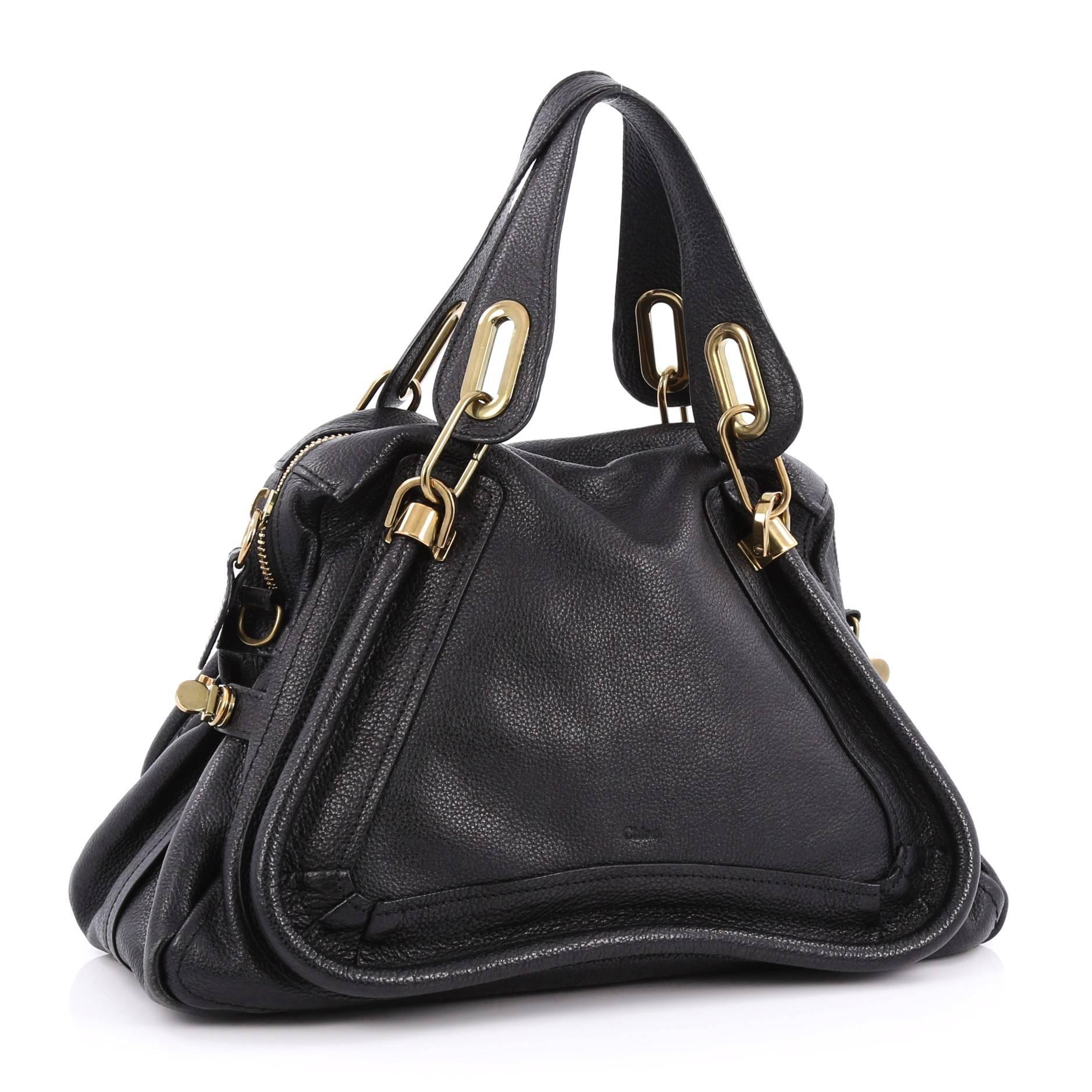 Black Chloe Paraty Top Handle Bag Leather Medium