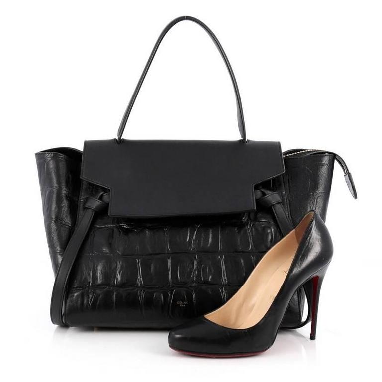 Celine Belt Bag Crocodile Embossed Leather Medium at 1stDibs