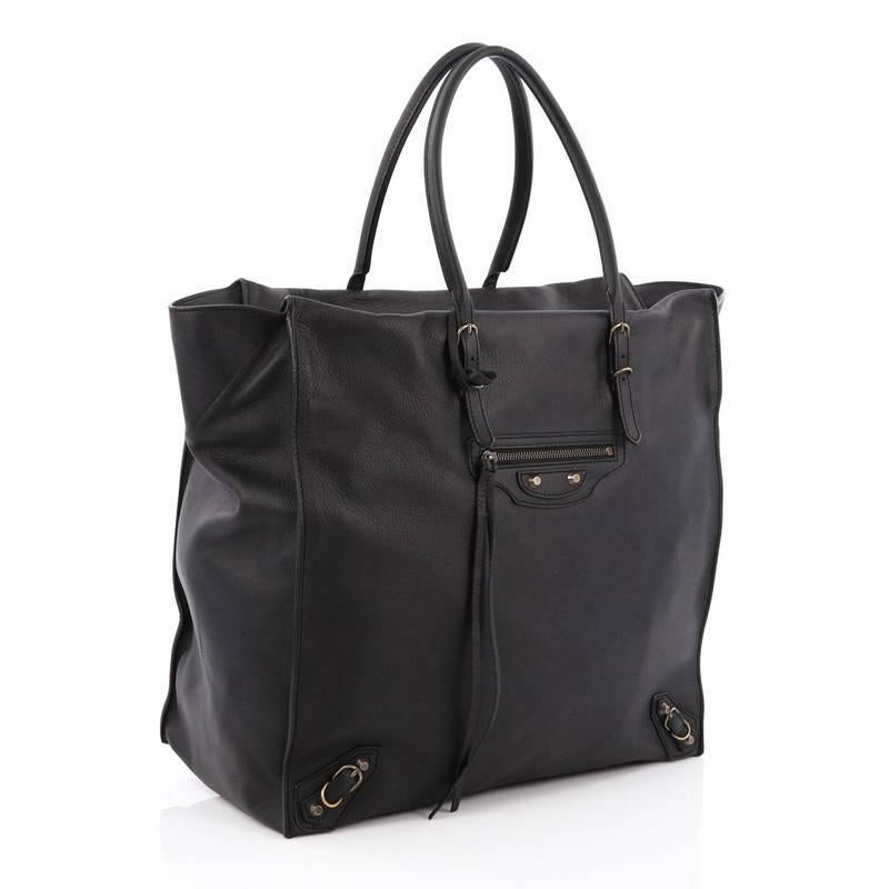 Black Balenciaga Papier A5 Classic Studs Handbag Leather Medium