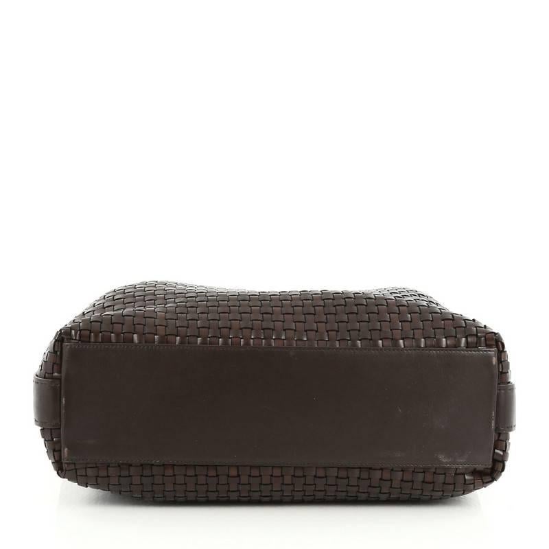 Women's Salvatore Ferragamo Convertible Zip Satchel Woven Leather Large 