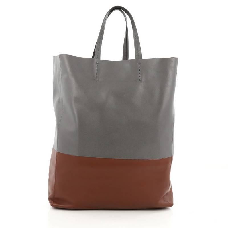 Celine Vertical Bi-Cabas Tote Leather Large  In Good Condition In NY, NY