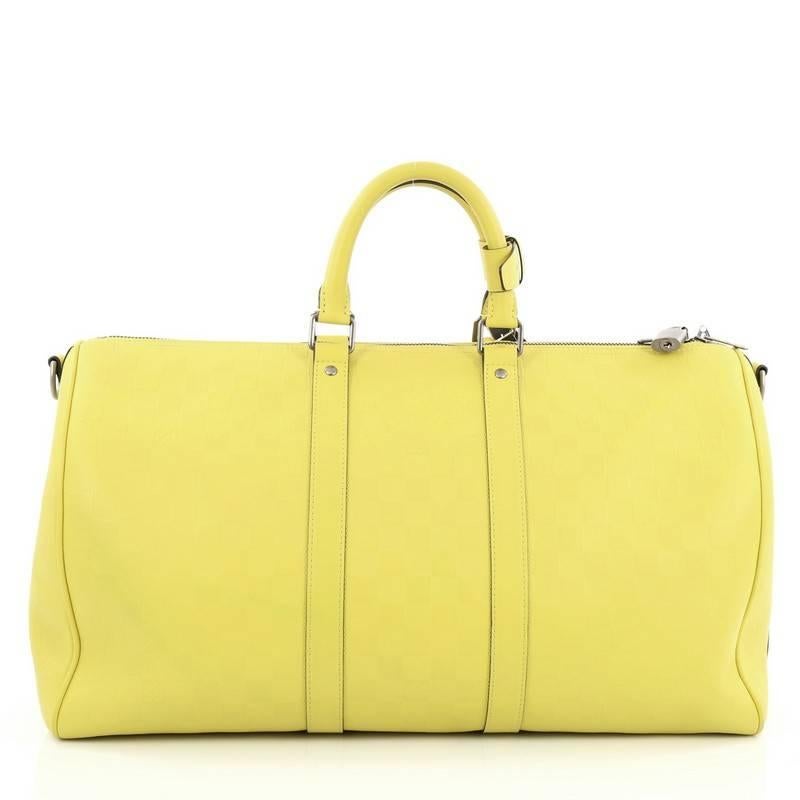 Yellow Louis Vuitton Keepall Bandouliere Bag Damier Infini Leather 45