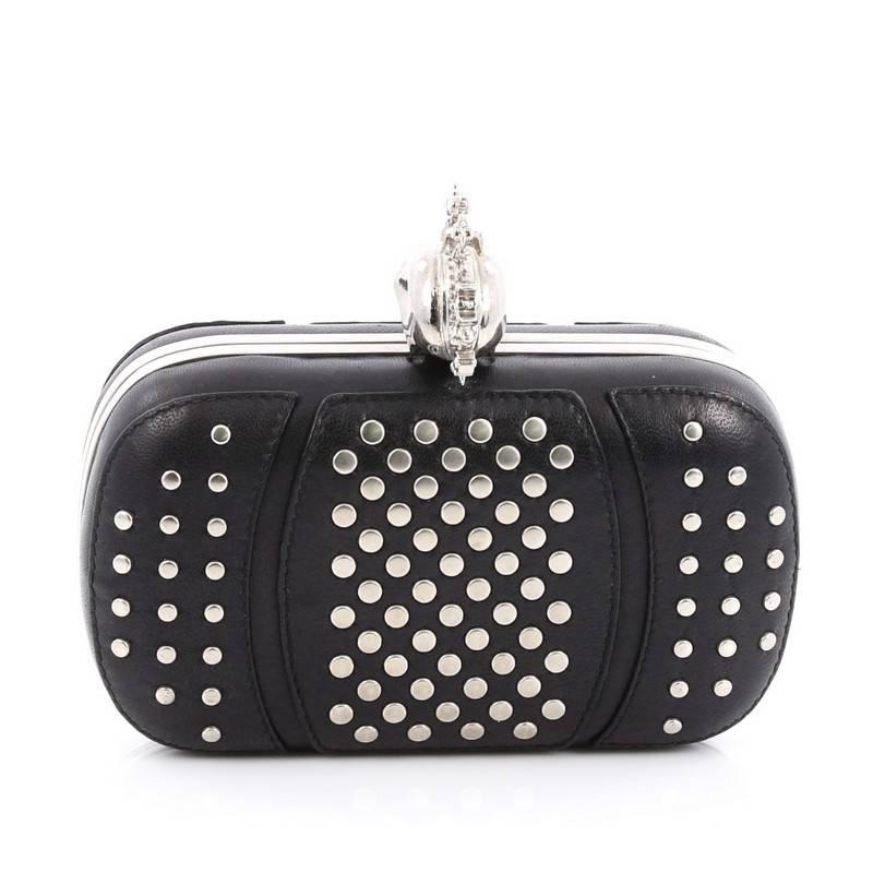 Alexander McQueen Skull Box Clutch Studded Leather Small In Good Condition In NY, NY