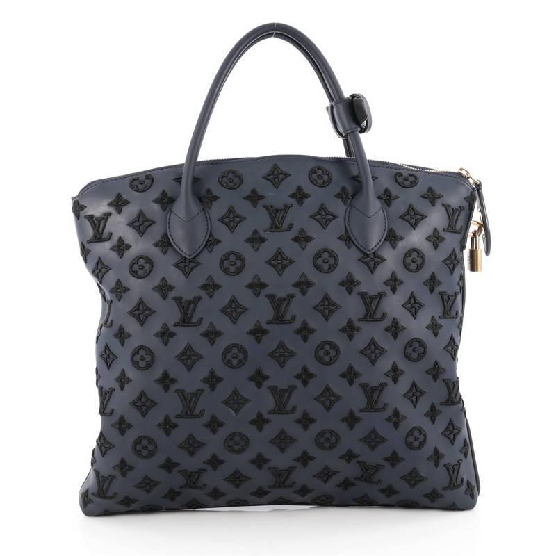 Black Louis Vuitton Lockit Handbag Limited Edition Monogram Addiction Rubber Vertical