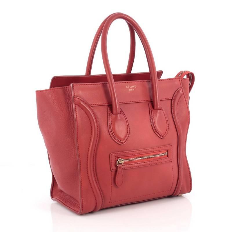 Pink Celine Luggage Handbag Grainy Leather Micro