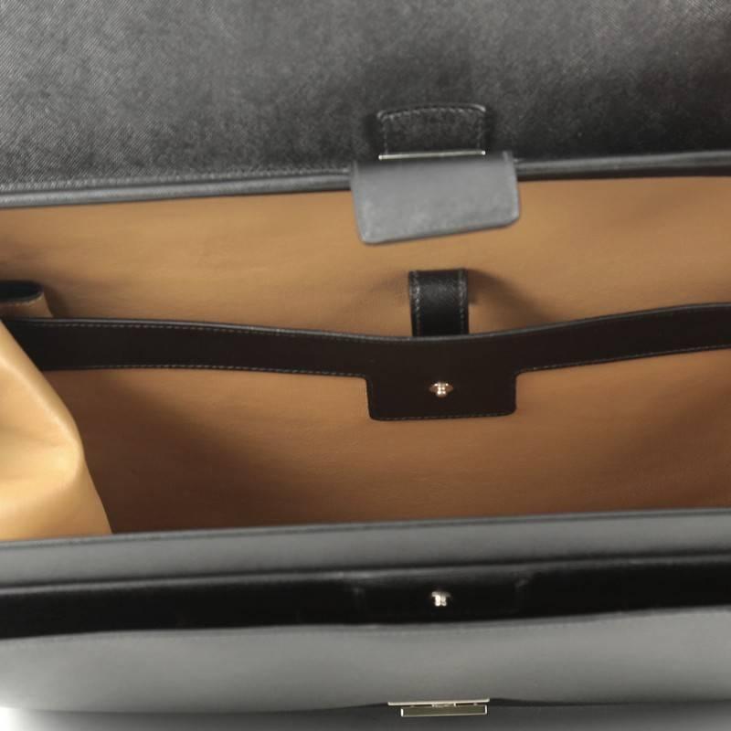 Black Prada Combination Lock Briefcase Saffiano Leather
