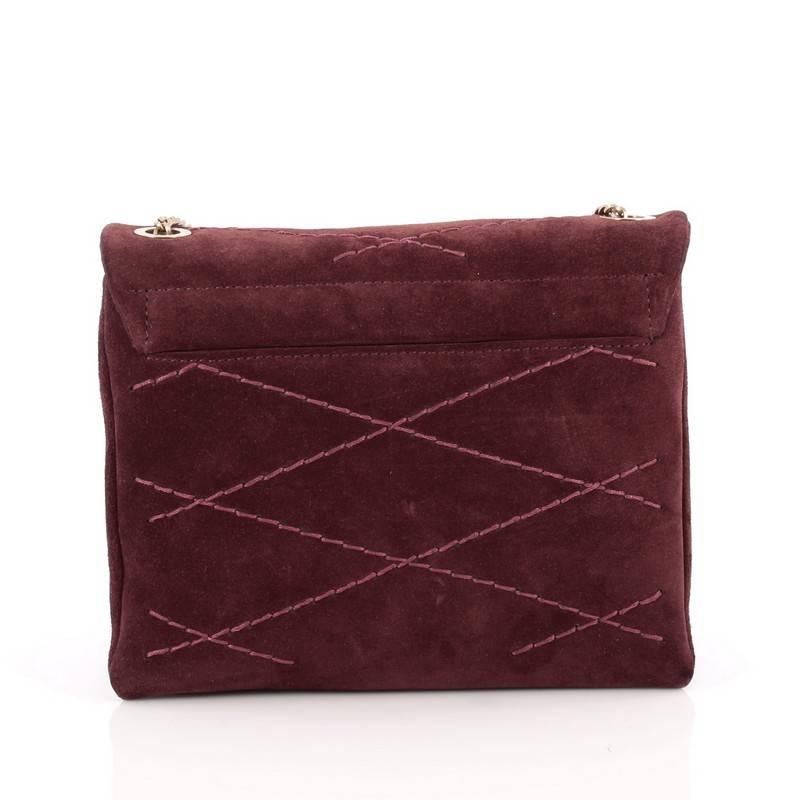 Lanvin Sugar Flap Shoulder Bag Quilted Suede Mini In Good Condition In NY, NY