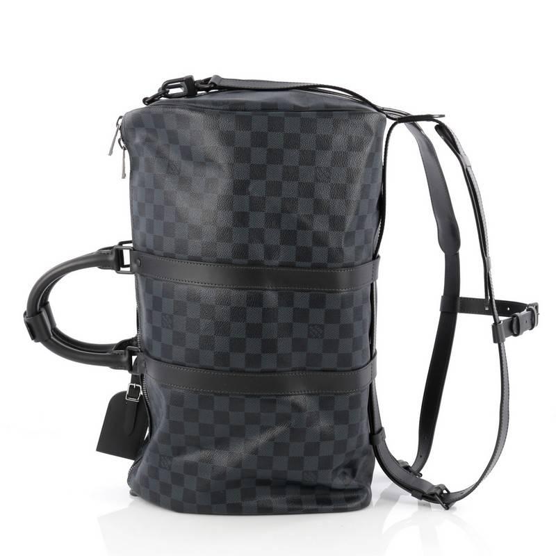 Black Louis Vuitton Keepall A Dos Bag Damier Cobalt