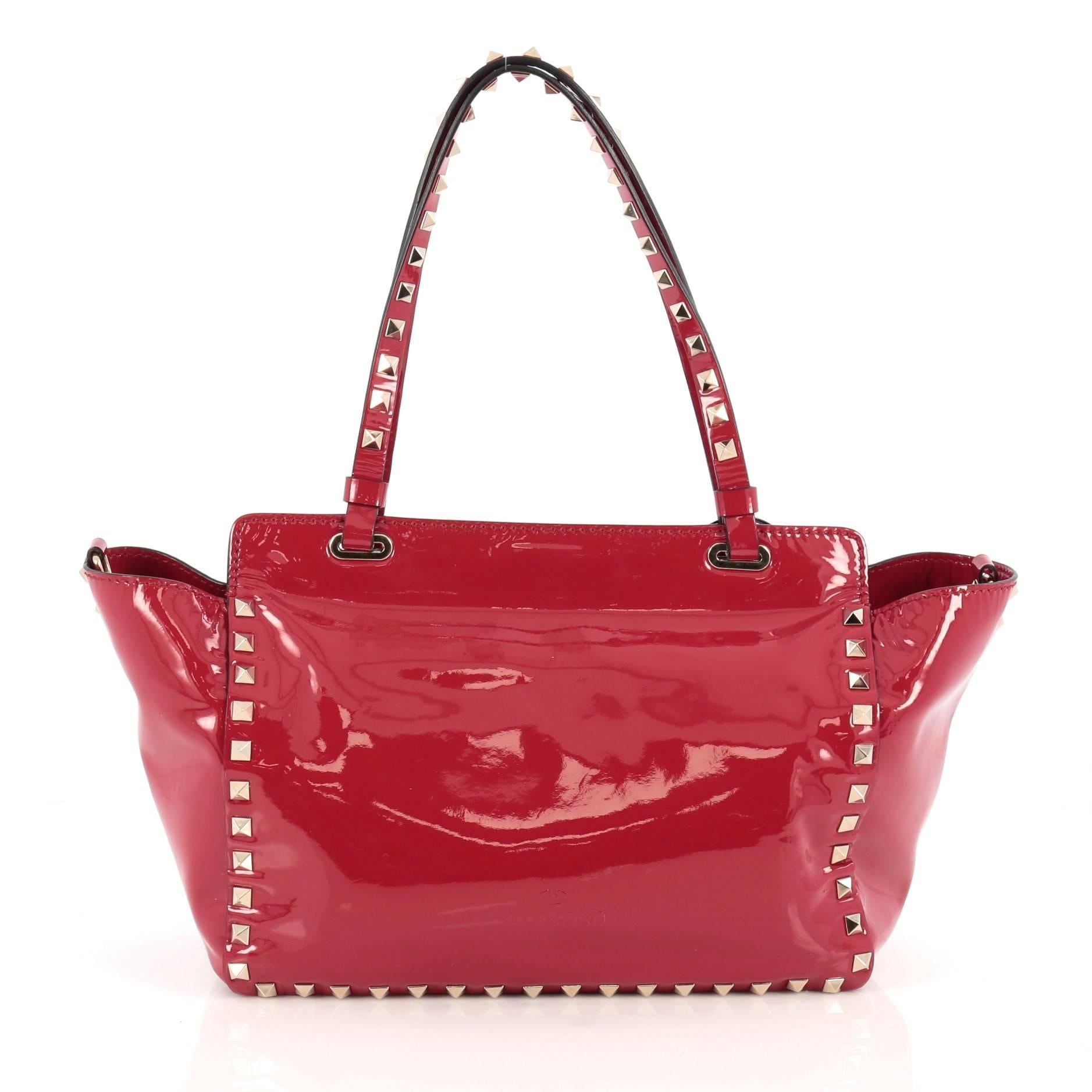 Valentino Rockstud Tote Soft Patent Small In Good Condition In NY, NY