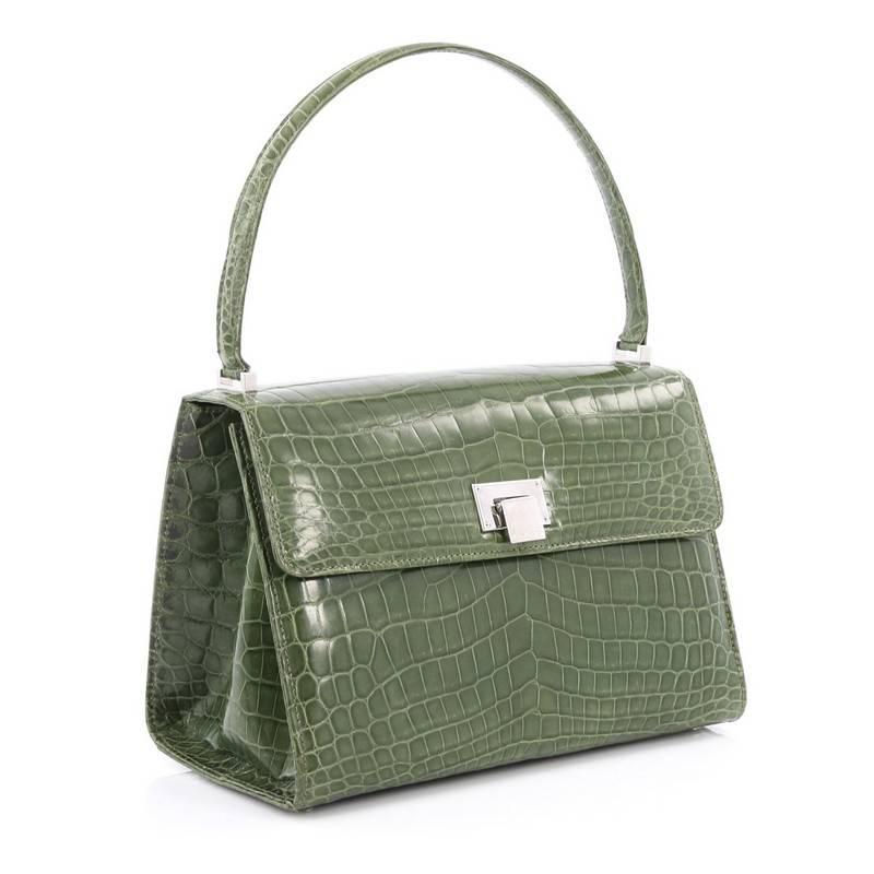 Gray Tiffany & Co. Maddie Lunchbox Bag Crocodile Small