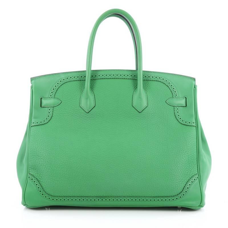 Women's Hermes Birkin Ghillies Handbag Green Togo and Swift with Palladium Hardware 35