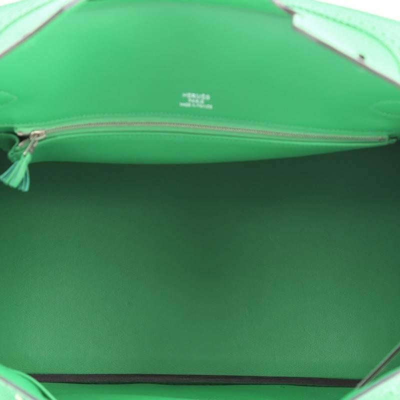 Hermes Birkin Ghillies Handbag Green Togo and Swift with Palladium Hardware 35 2