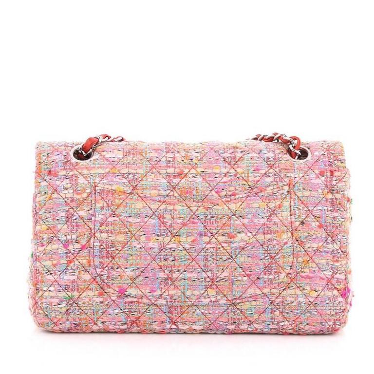 Chanel Classic Double Flap Bag Multicolor Quilted Tweed Medium at ...