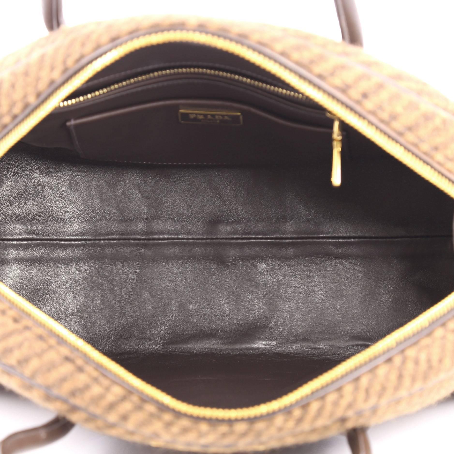 Prada Vichy Vintage Bowler Bag Tweed Large 1