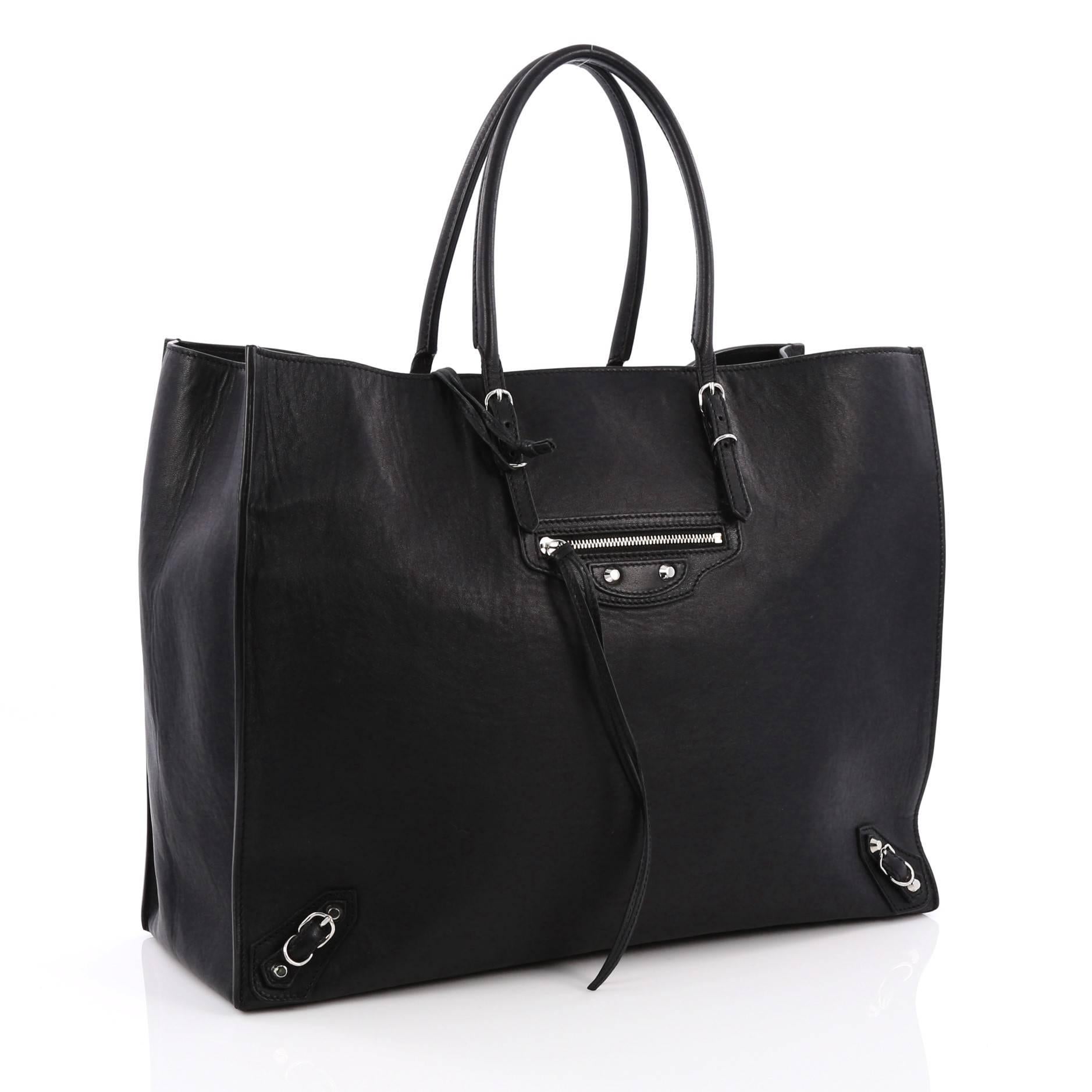 Black Balenciaga Papier A4 Classic Studs Handbag Leather Medium
