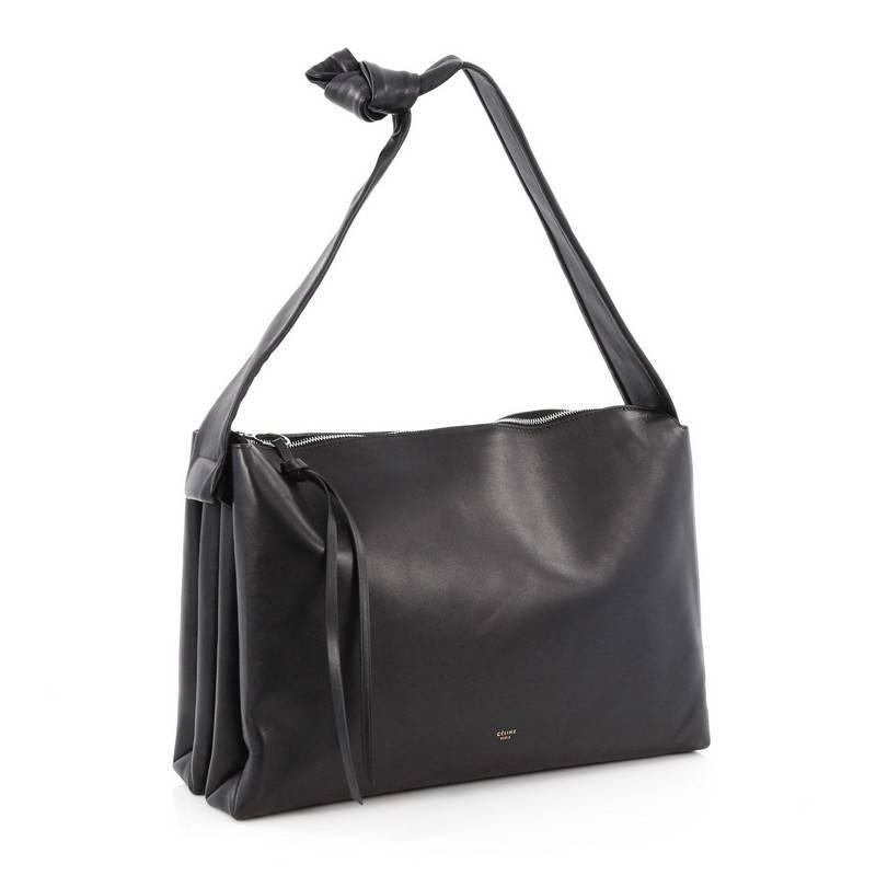 Black Celine Knotted Shoulder Bag Leather