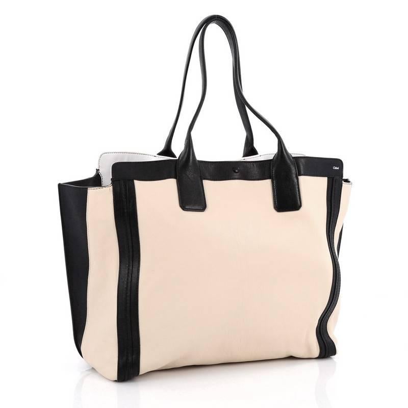 White Chloe Alison East West Tote Leather Medium