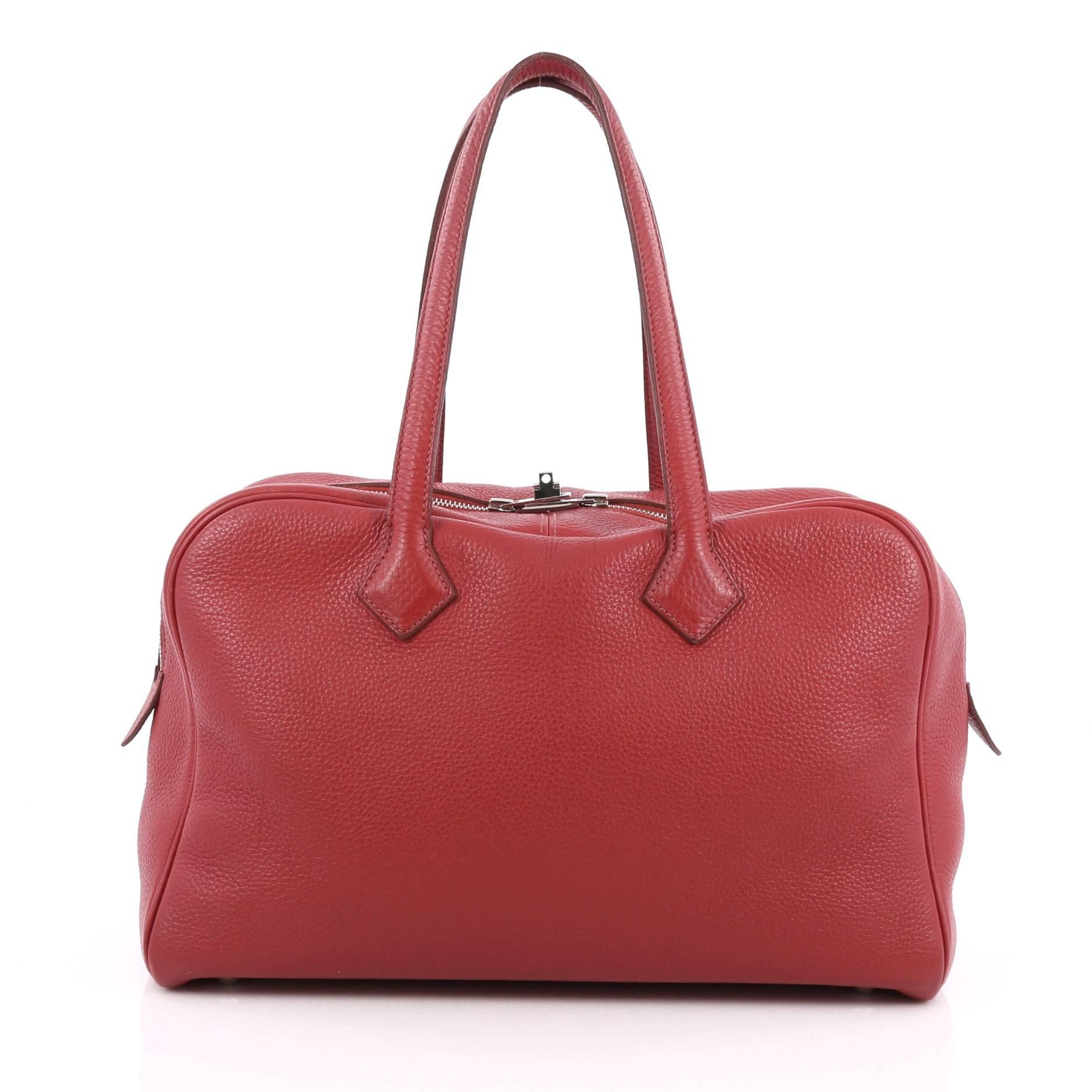 Hermes Victoria II Handbag Clemence 35 In Good Condition In NY, NY