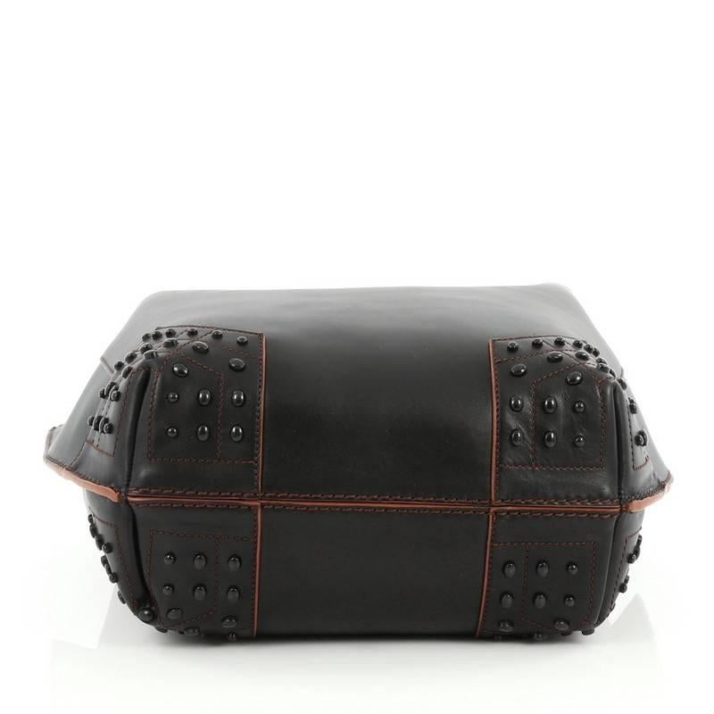 Black Tod's Wave Tote Leather Medium