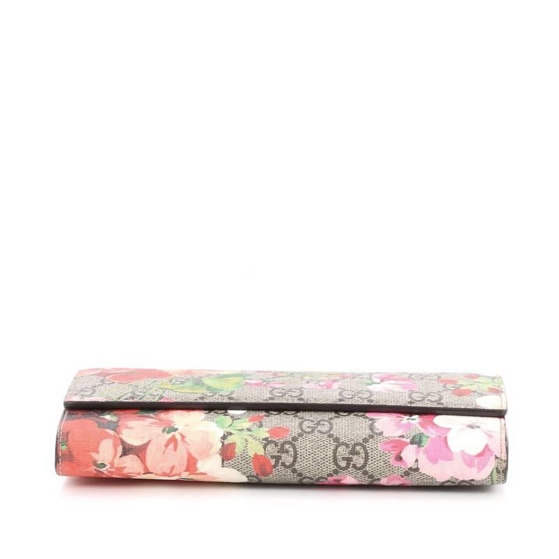 Women's Gucci Continental Wallet Blooms Print GG Coated Canvas