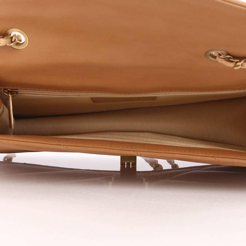 Brown Chanel Gabrielle Flap Bag Chevron Leather Medium