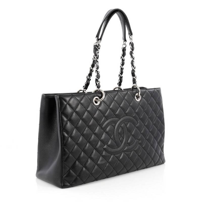 Black Chanel Grand Shopping Tote Quilted Caviar XL