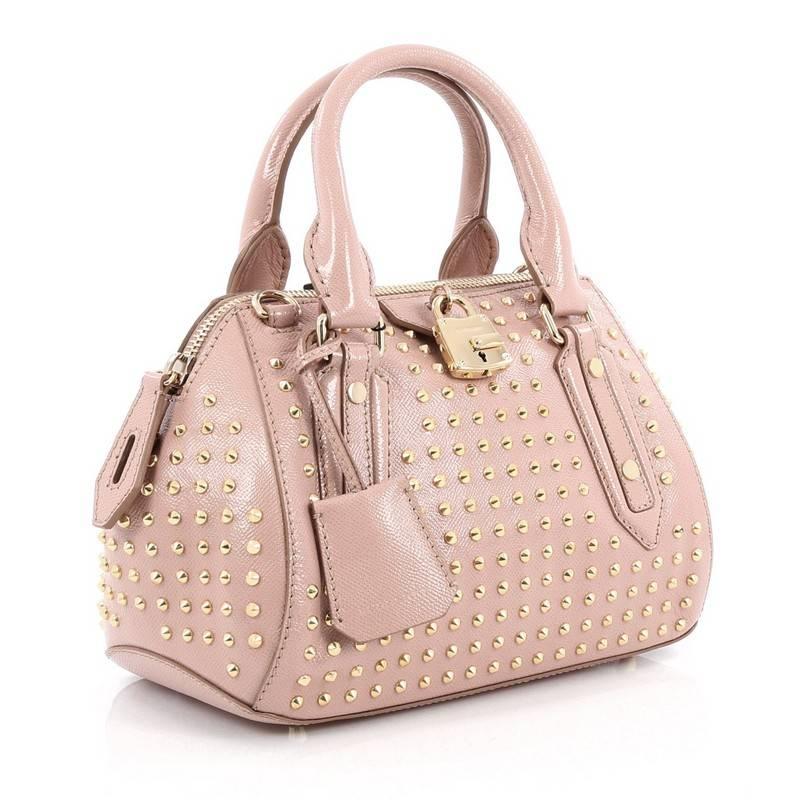 Beige Burberry Blaze Bag Studded Saffiano Leather Small