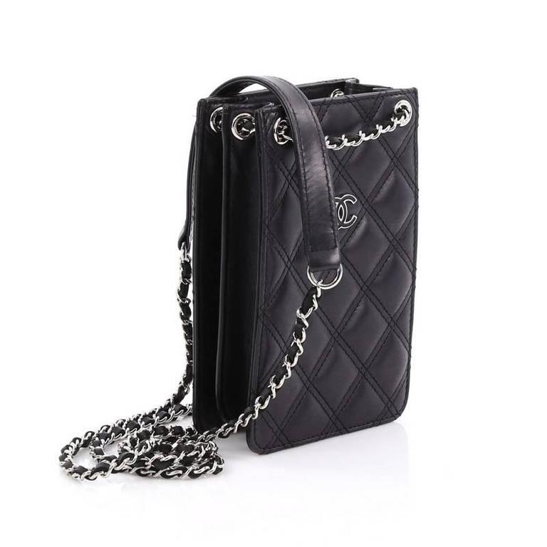 Chanel Cc Phone Holder Crossbody Bag Quilted Lambskin At 1stdibs Black Chanel Cc Phone Holder Crossbody Bag Quilted Lambskin For