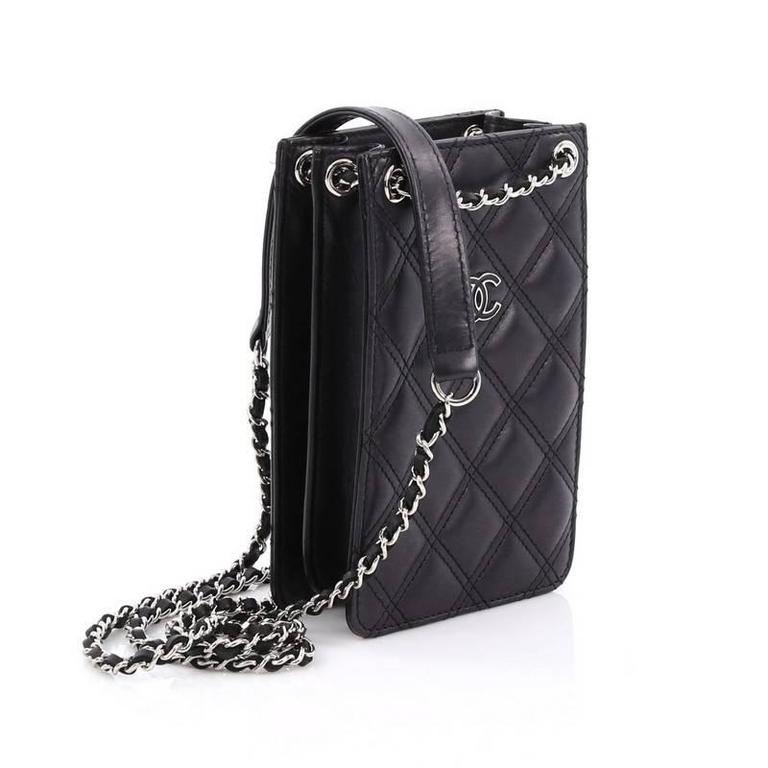 Chanel CC Phone Holder Crossbody Bag Quilted Lambskin