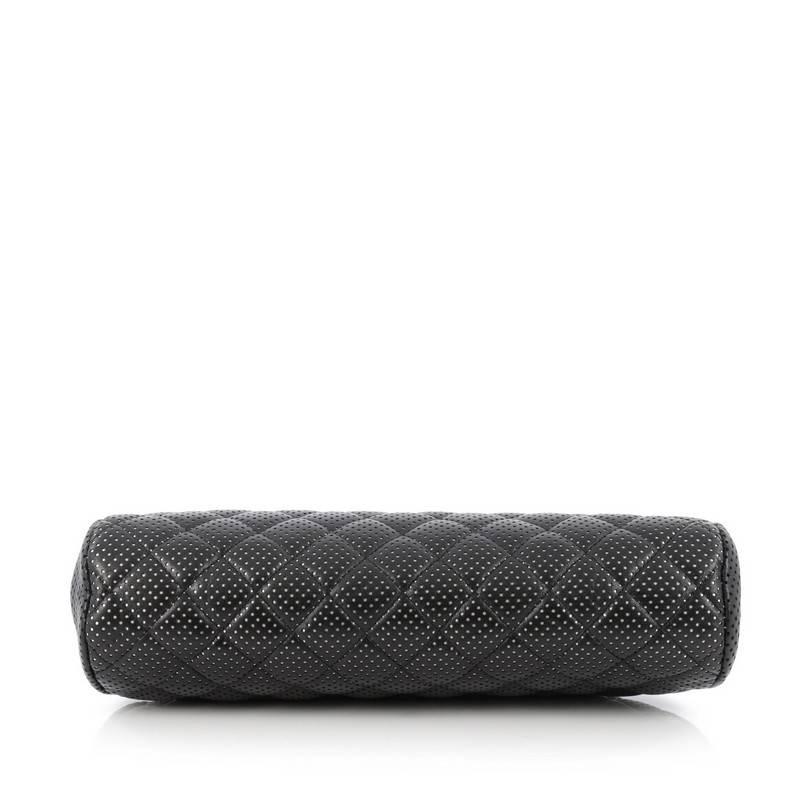 Chanel Timeless Clutch Quilted Perforated Leather In Good Condition In NY, NY