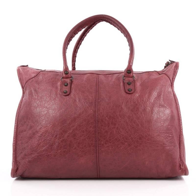 Brown Balenciaga  Weekender Classic Studs Handbag Leather