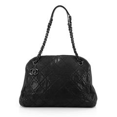 Chanel Just Mademoiselle Handbag Quilted Iridescent Leather Large