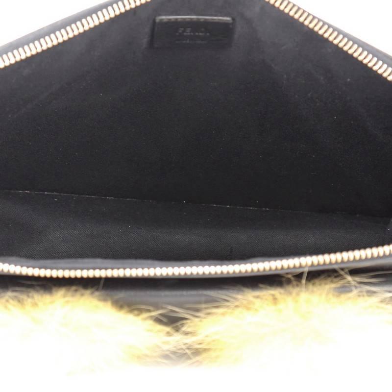 Fendi Monster Front Pocket Clutch Leather with Fur 1